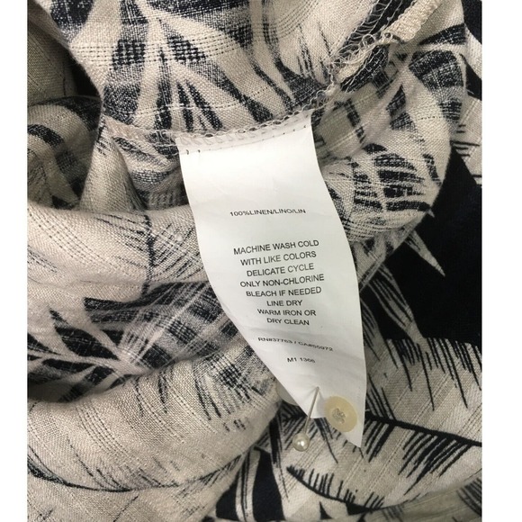 Cubavera Shirt Mens 2X Linen Palm Leaves Short Sleeve Button Up Hawaiian Black - Picture 6 of 12